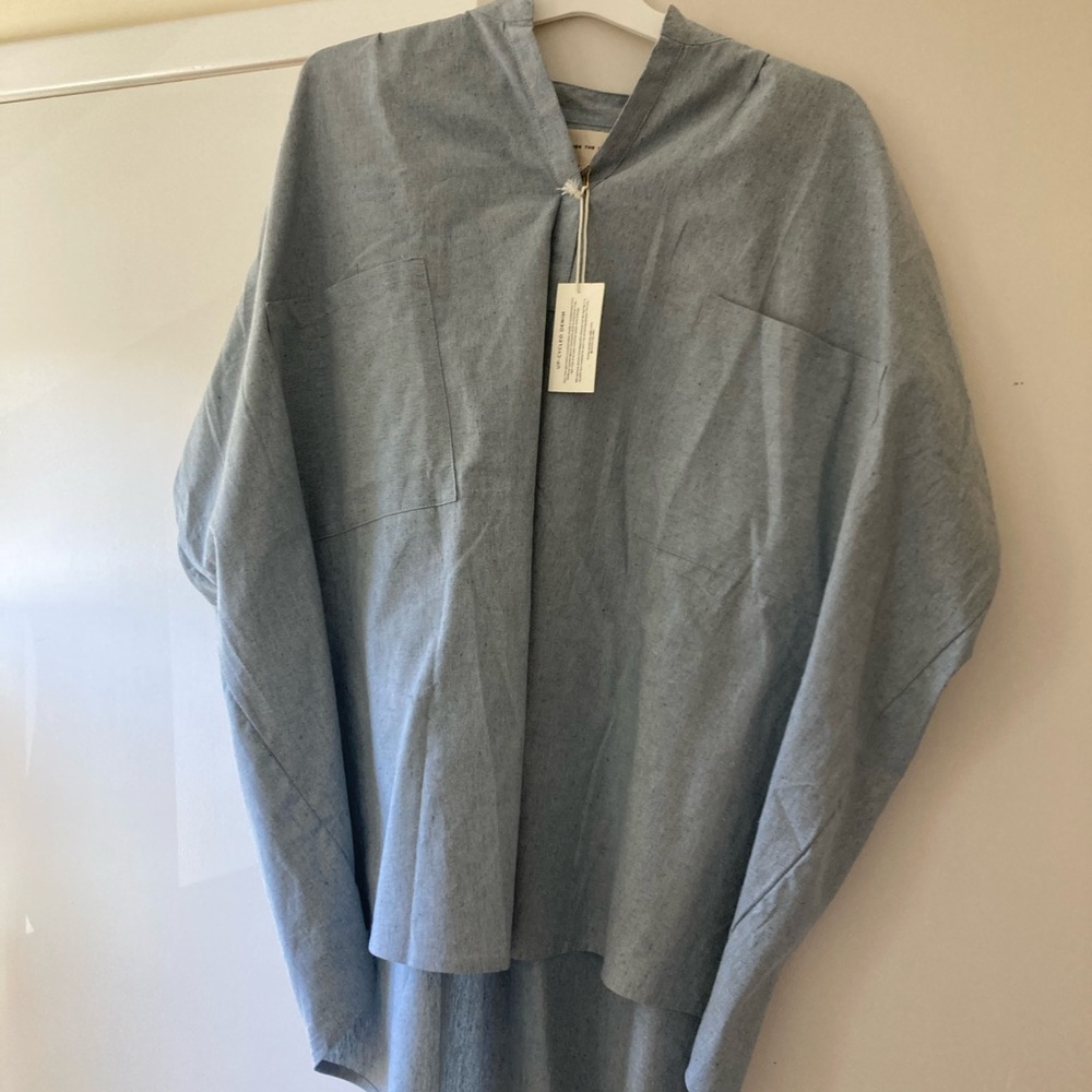 Laude the Label chambray split neck top NWT